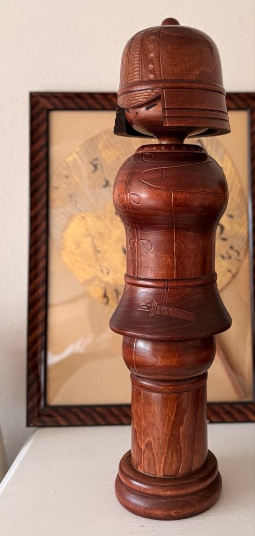 51cm重量約2.3kg 関口三作 作 創作こけし「武人」内閣総理大臣賞受賞作家