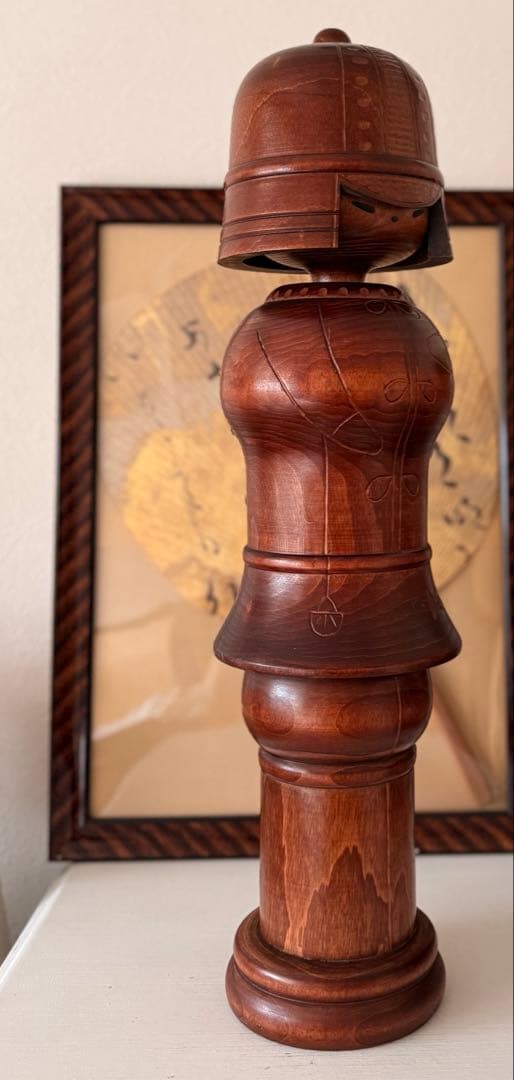 51cm重量約2.3kg 関口三作 作 創作こけし「武人」内閣総理大臣賞受賞作家