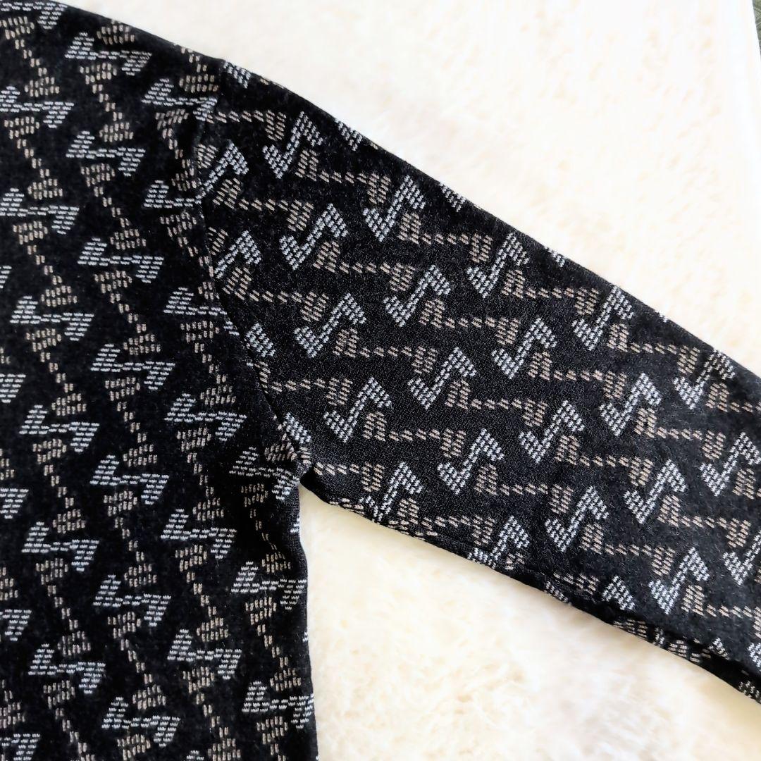 美品 レザレクション 総柄 ハーフジップ ウール ニットセーター XL ブラック