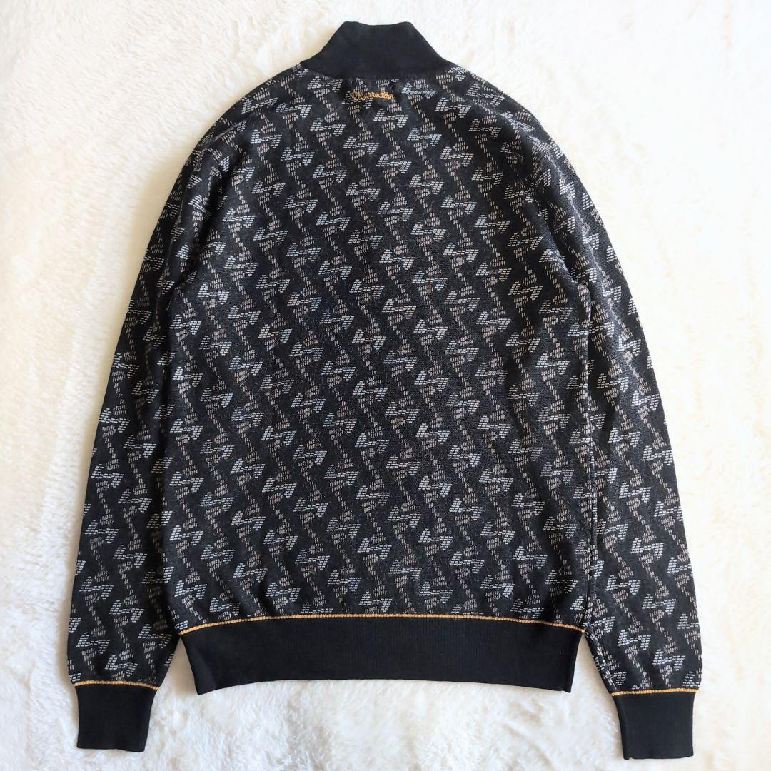 美品 レザレクション 総柄 ハーフジップ ウール ニットセーター XL ブラック