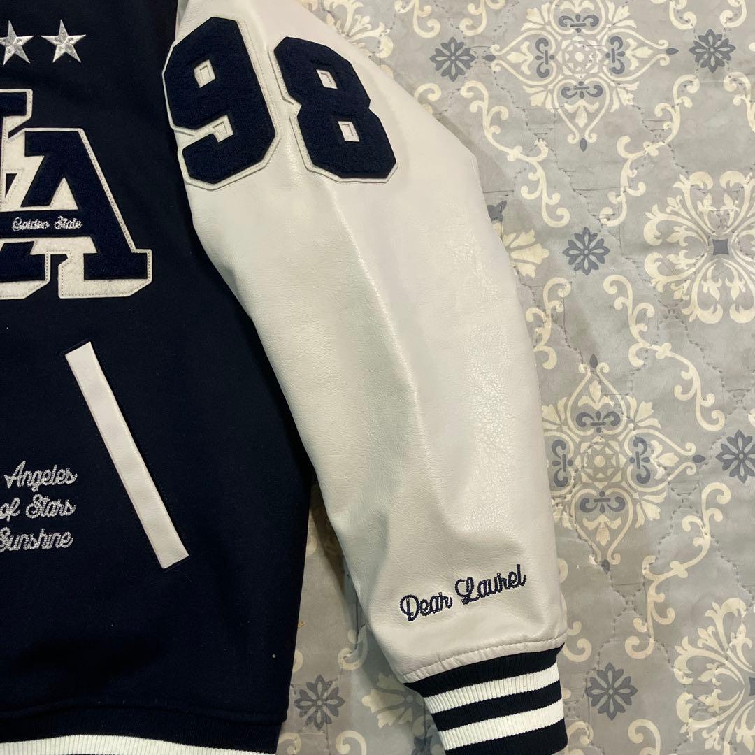 DEAR LAUREL スタジャン ネイビー/ホワイト