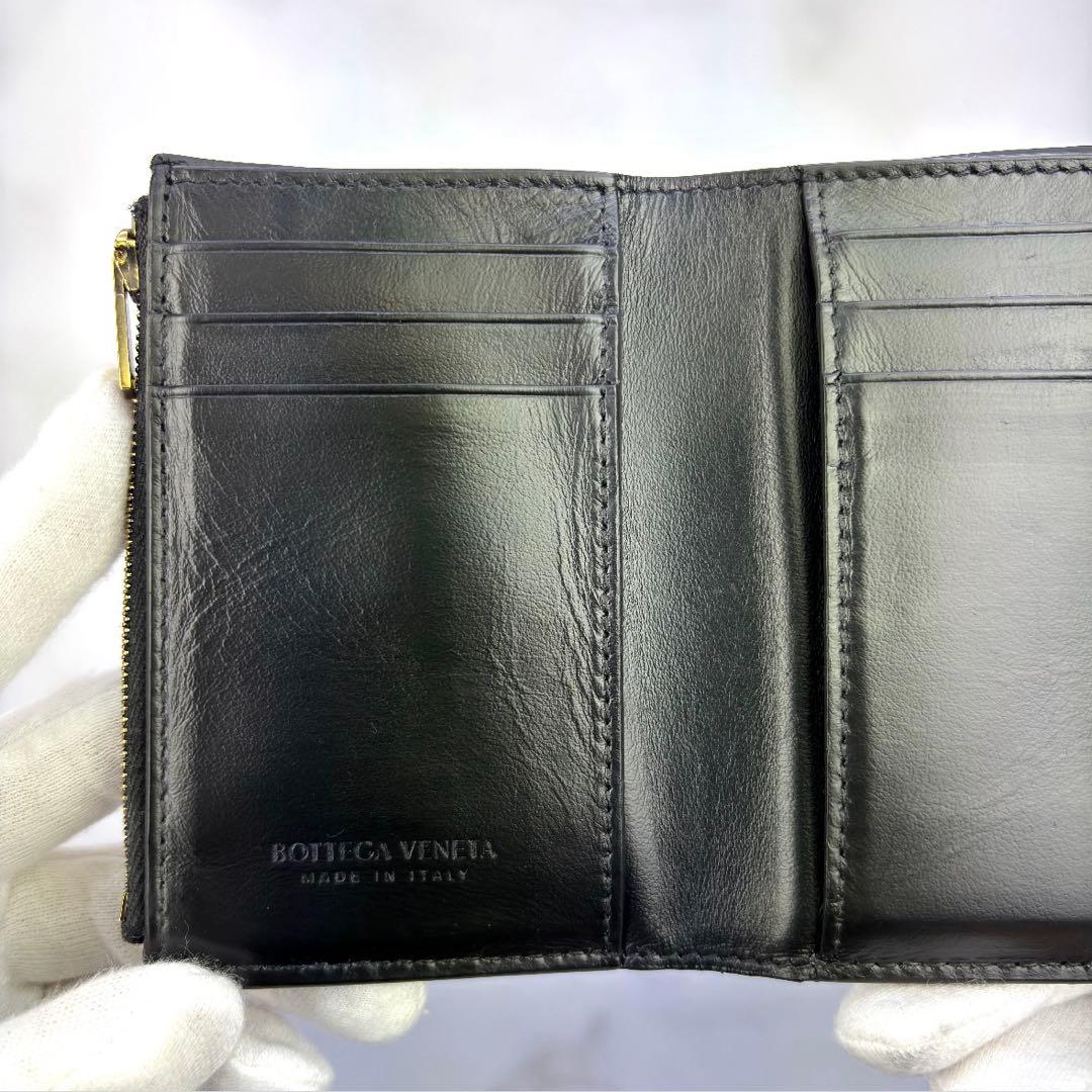 【極美品✨】BOTTEGA VENETA ブラック 3つ折り 財布 カセット