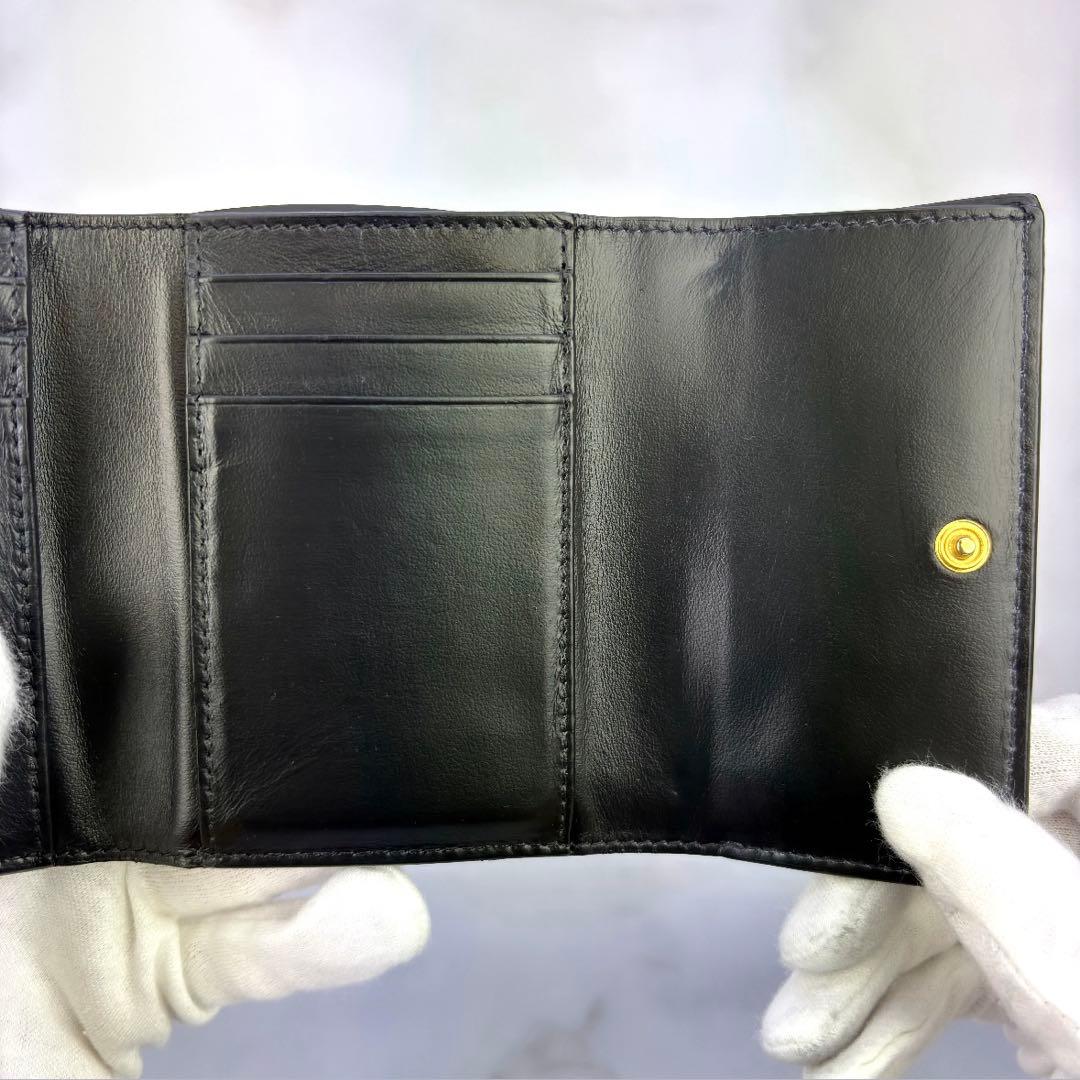 【極美品✨】BOTTEGA VENETA ブラック 3つ折り 財布 カセット