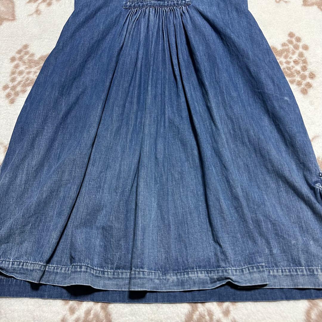 45R デニム ワンピース ピンタックR刺繍 インディゴ ティアード 藍染め 1