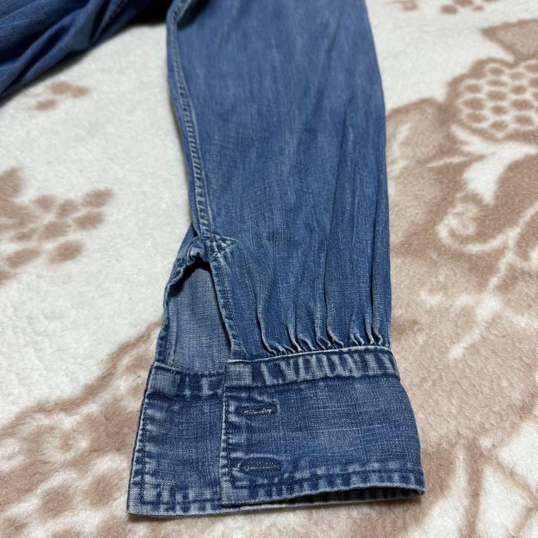 45R デニム ワンピース ピンタックR刺繍 インディゴ ティアード 藍染め 1