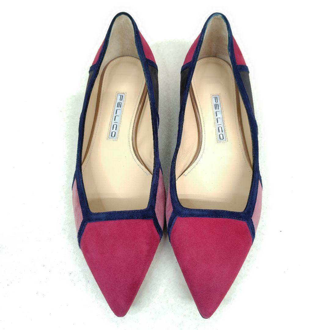 ★ほぼ未使用★ペリーコ パンプス 25cm フラット ポインテッド スエード