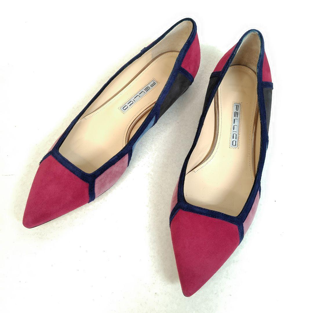 ★ほぼ未使用★ペリーコ パンプス 25cm フラット ポインテッド スエード