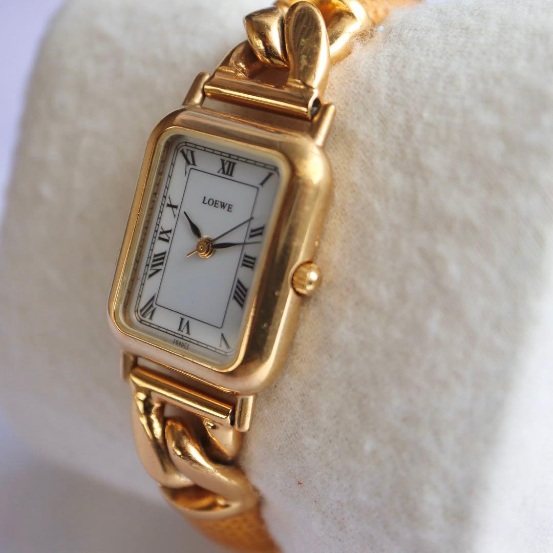 LOEWE ゴールド アナグラム キャメル ヴィンテージ 腕時計 1398