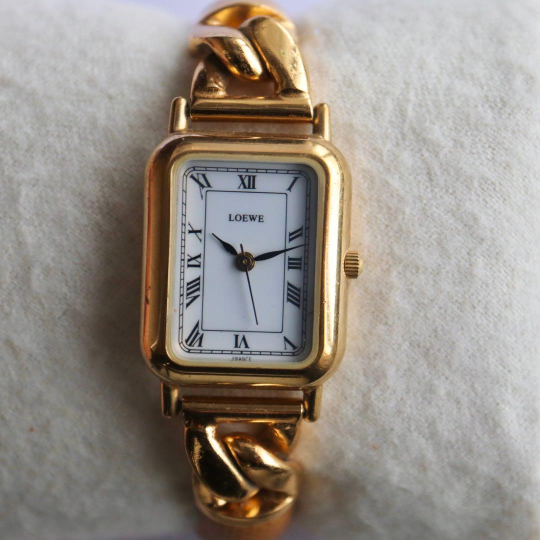 LOEWE ゴールド アナグラム キャメル ヴィンテージ 腕時計 1398