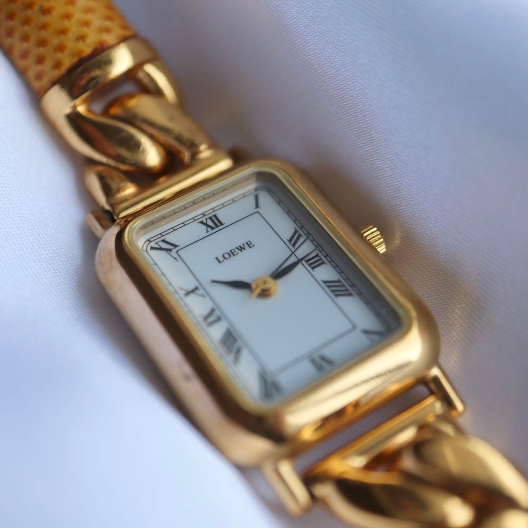 LOEWE ゴールド アナグラム キャメル ヴィンテージ 腕時計 1398