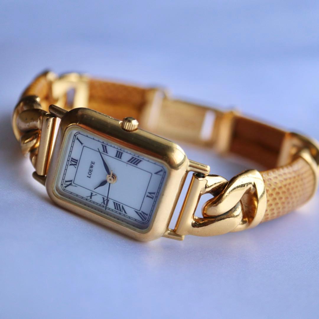 LOEWE ゴールド アナグラム キャメル ヴィンテージ 腕時計 1398