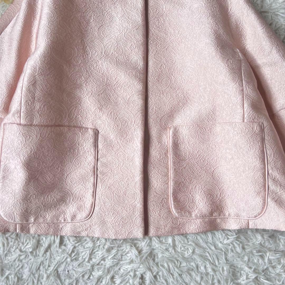 DRAWER ドゥロワー ジャガード ノーカラー ジャケット ピンク