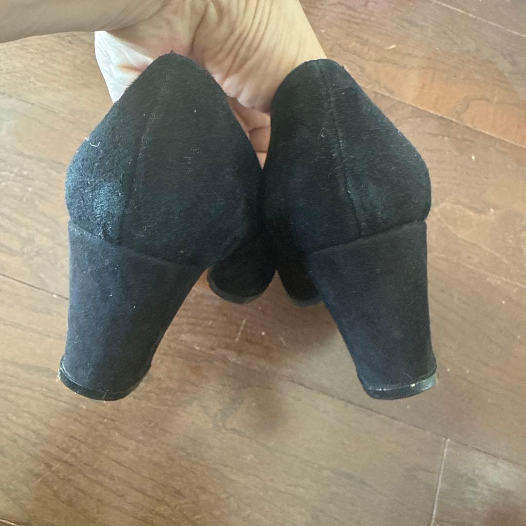 フラメンコシューズ ブラック スエード 中ヒール38.5