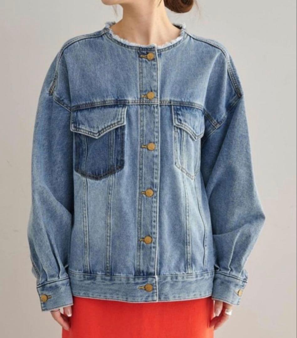 ピュアルセシン　　デニムノーカラージャケット