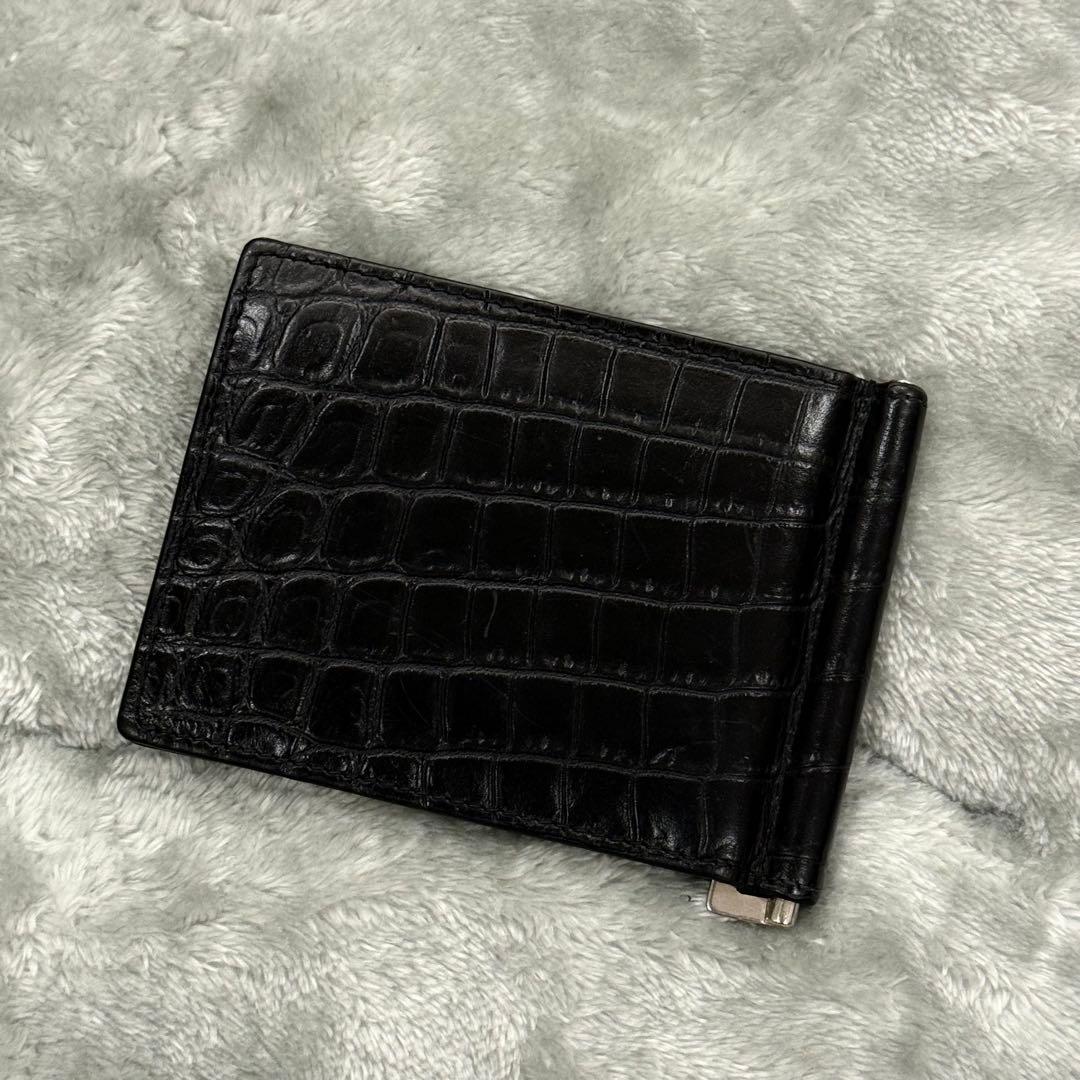 ⭐️未使用級⭐️ 　サンローラン　マネークリップ　クロコ型押し　シルバー金具