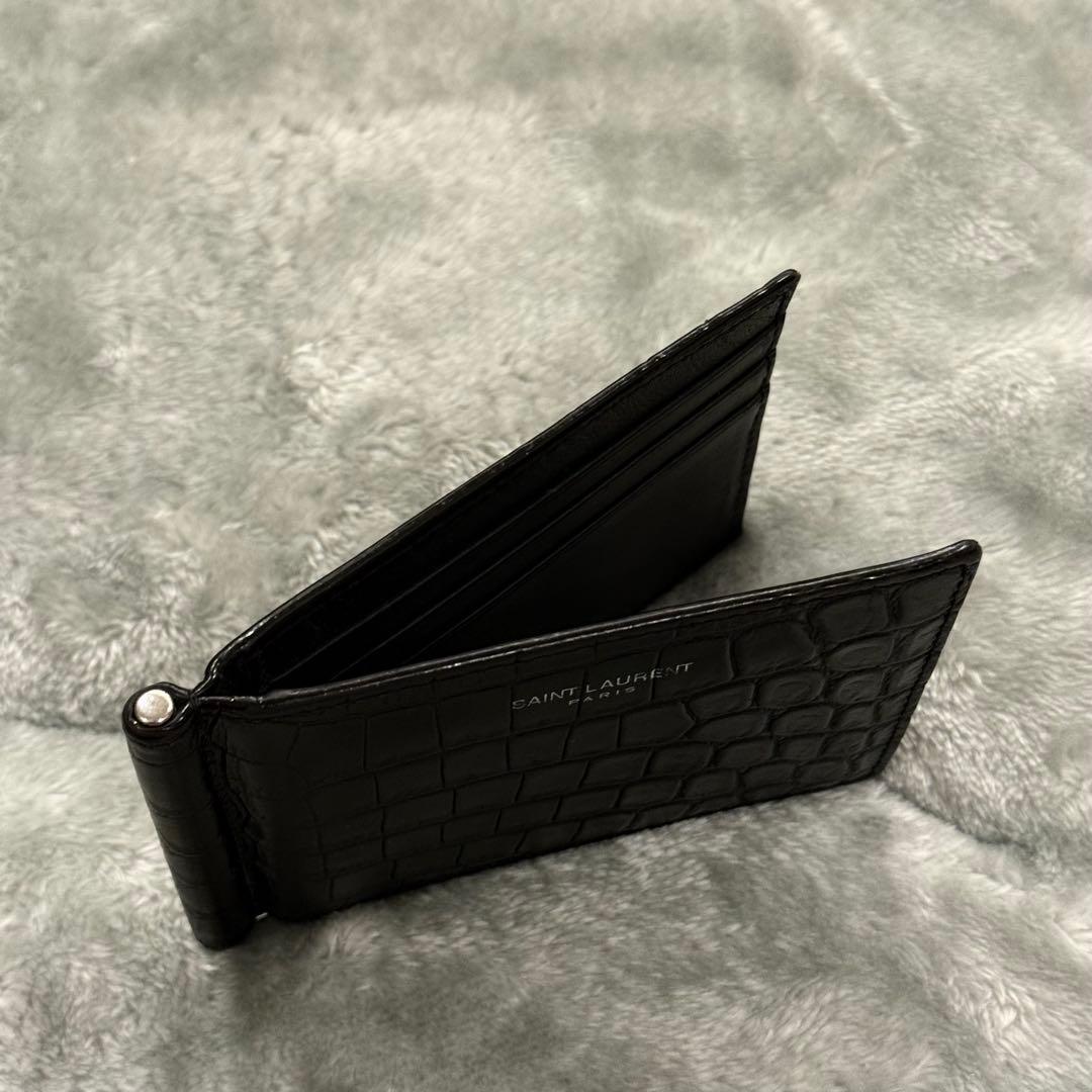 ⭐️未使用級⭐️ 　サンローラン　マネークリップ　クロコ型押し　シルバー金具