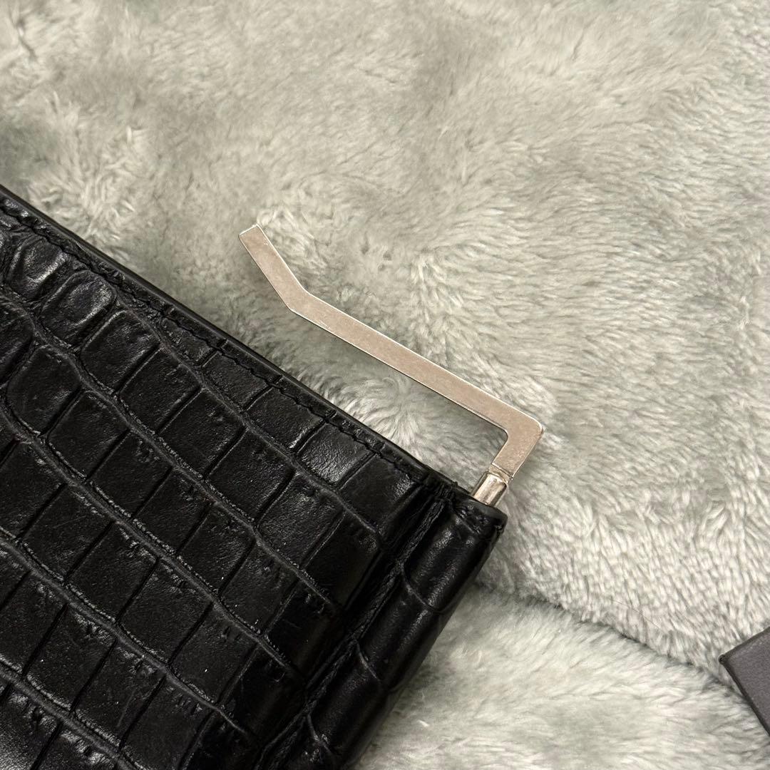 ⭐️未使用級⭐️ 　サンローラン　マネークリップ　クロコ型押し　シルバー金具