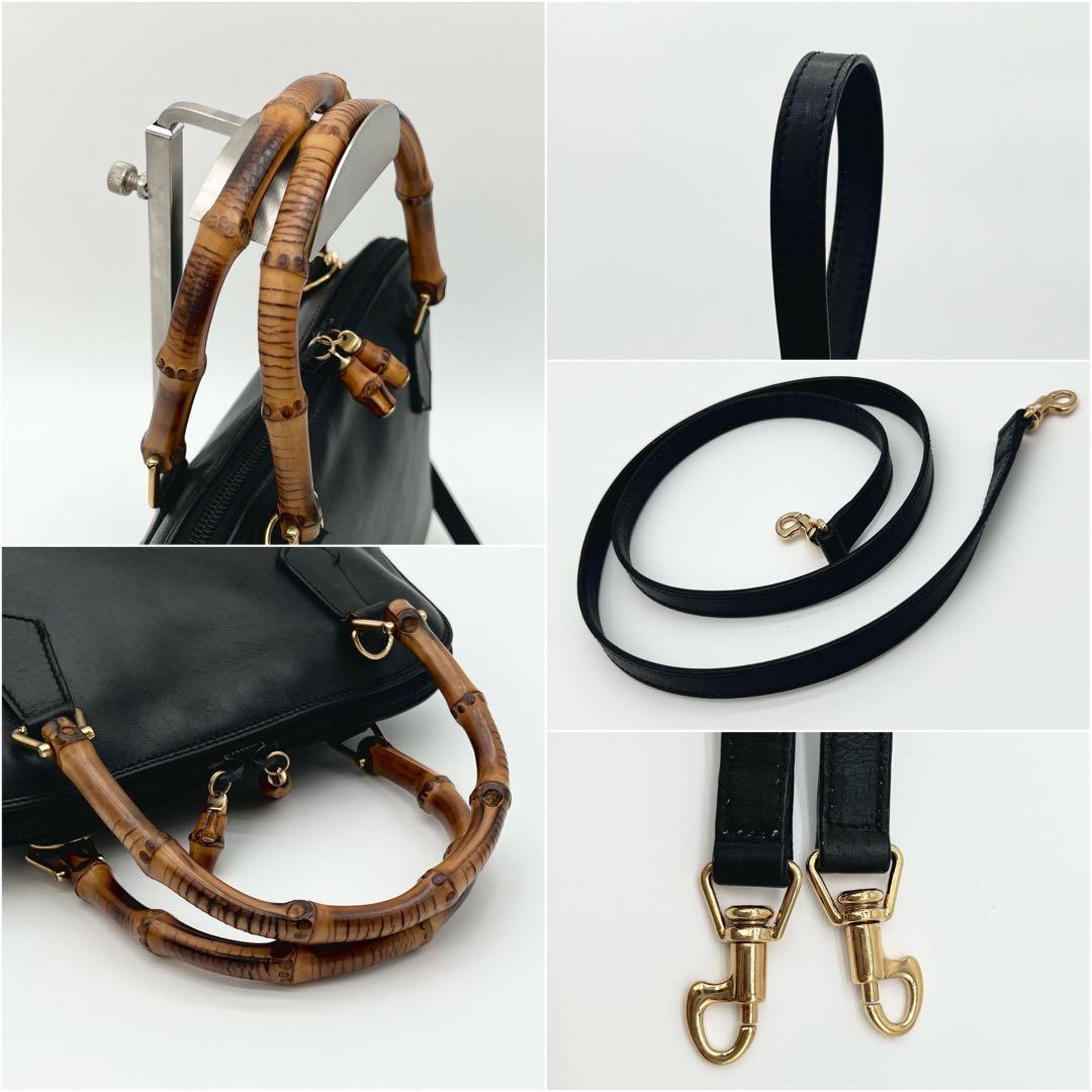 GUCCI ショルダーバッグ ハンド バッグ 2way バンブー ブラック
