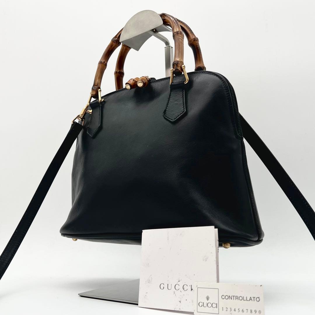GUCCI ショルダーバッグ ハンド バッグ 2way バンブー ブラック