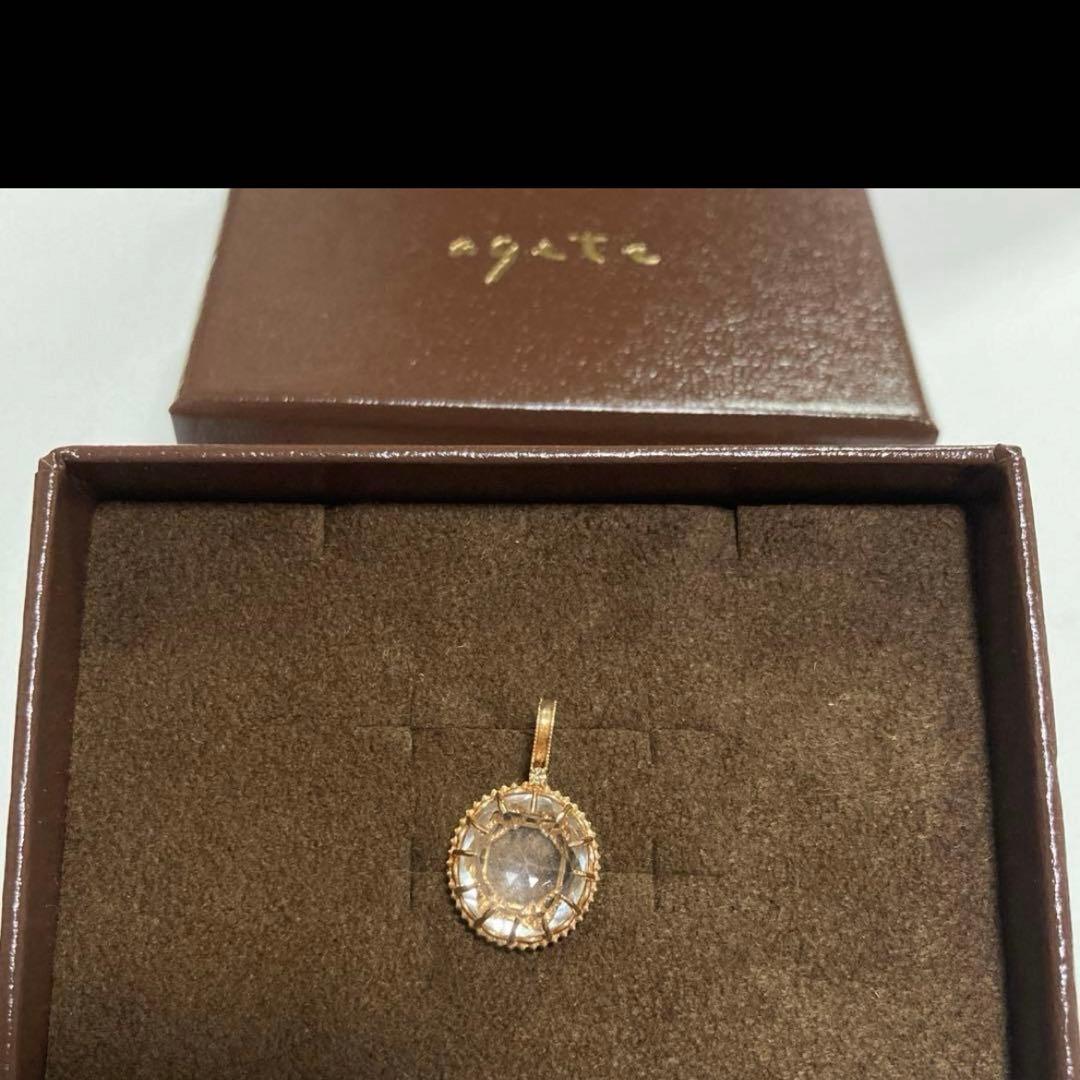 アガットクォーツ、ダイヤモンドネックレスチャーム