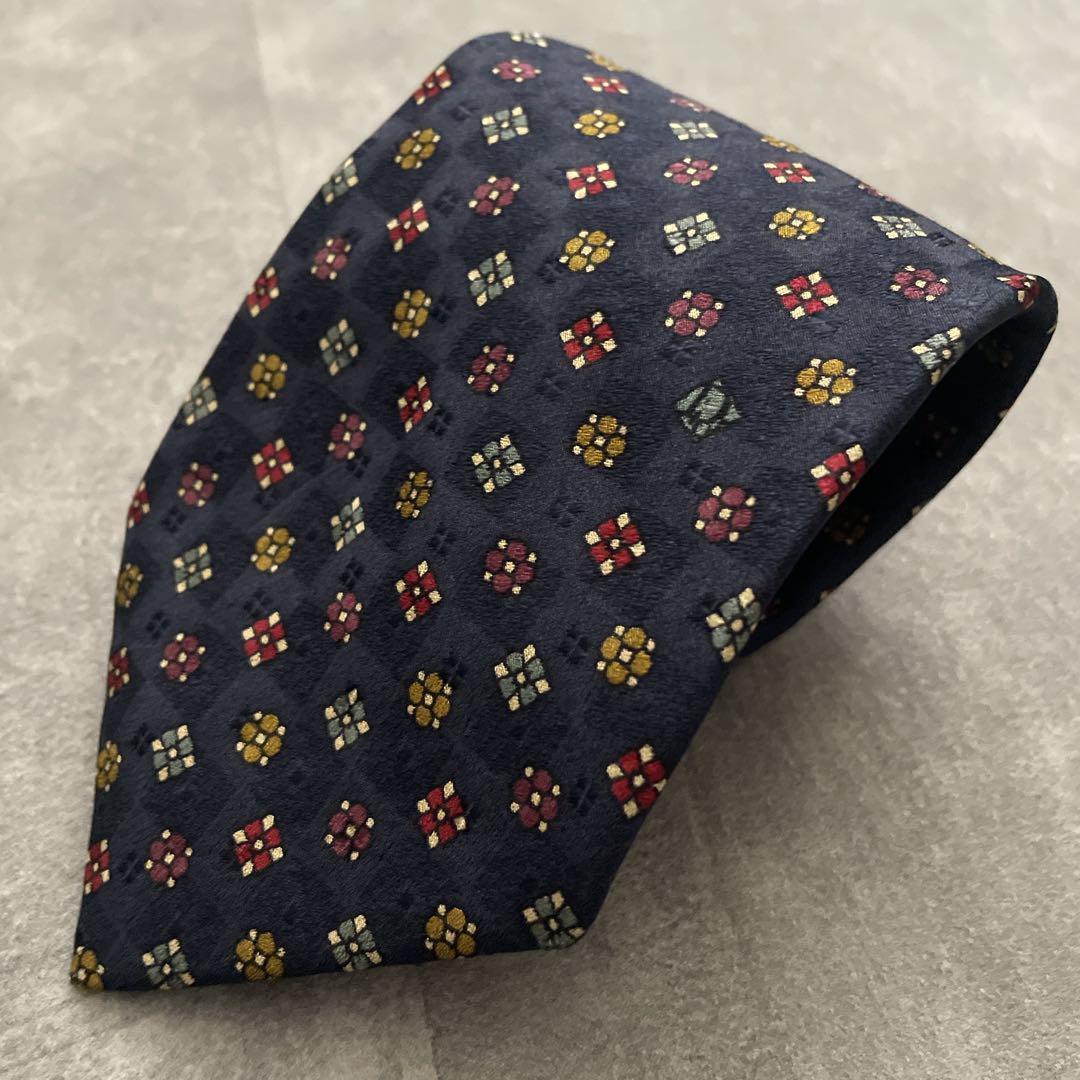 極上 漆黒ウール 黒金ボタン ダブルスーツ Christian Diorネクタイ