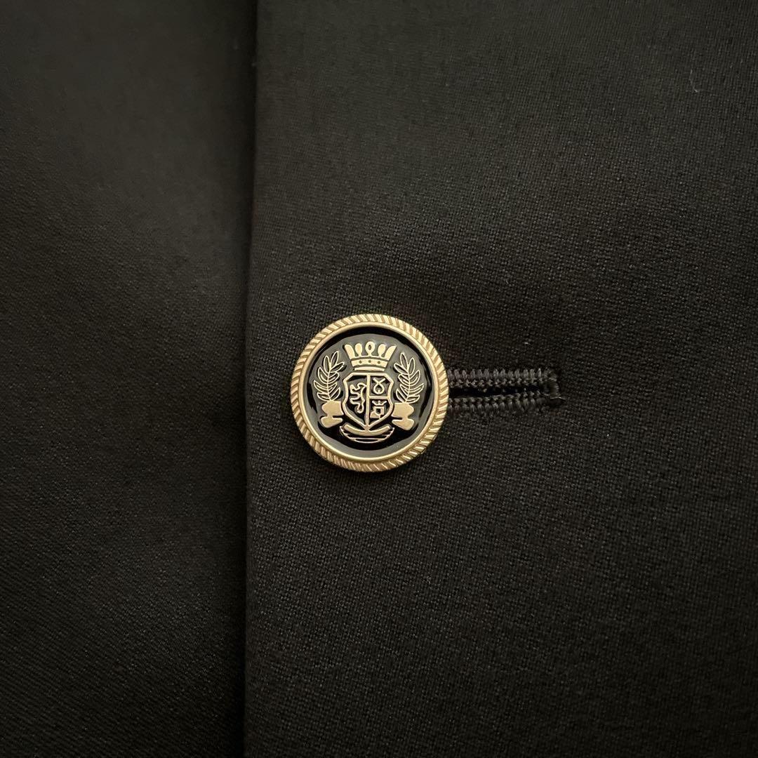 極上 漆黒ウール 黒金ボタン ダブルスーツ Christian Diorネクタイ