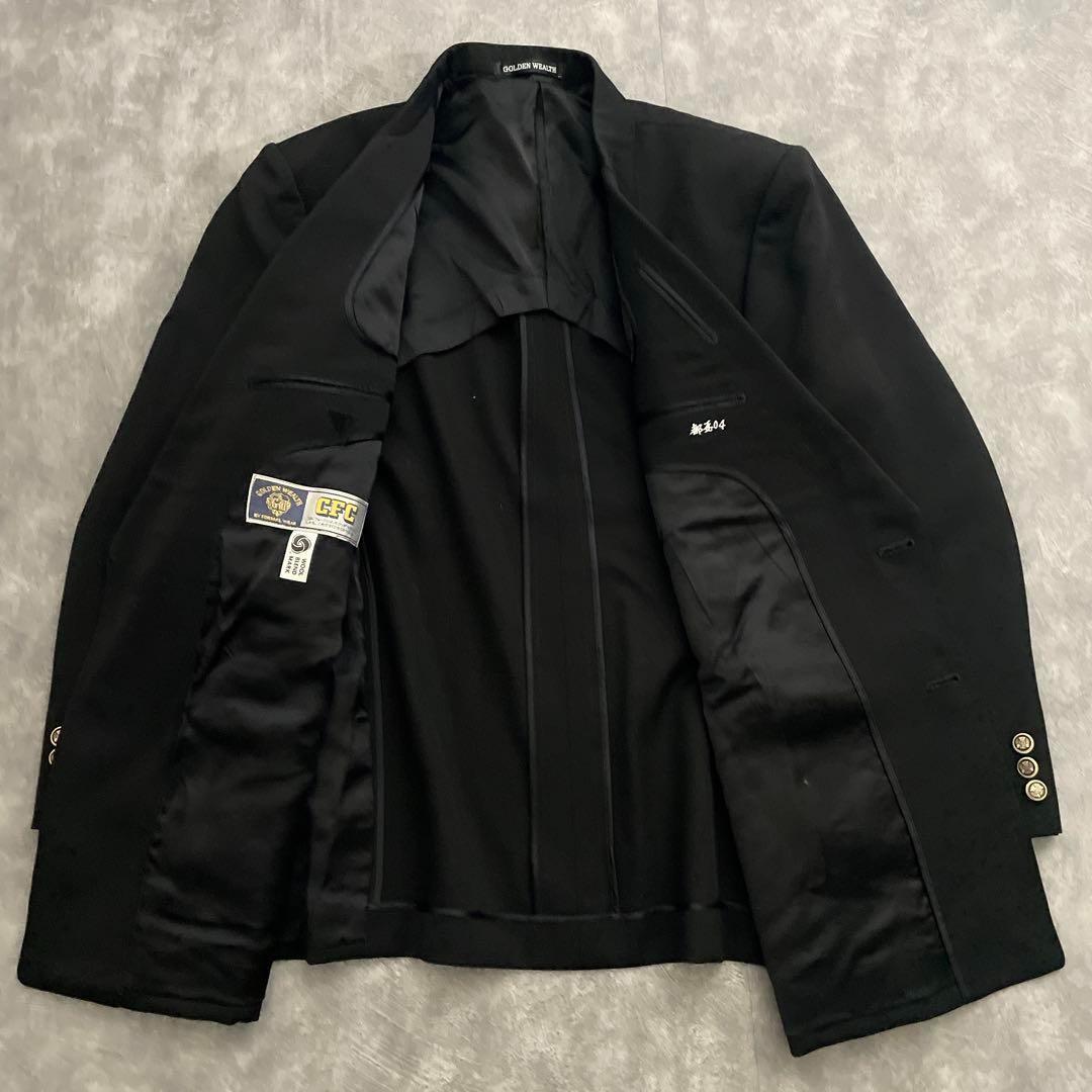 極上 漆黒ウール 黒金ボタン ダブルスーツ Christian Diorネクタイ