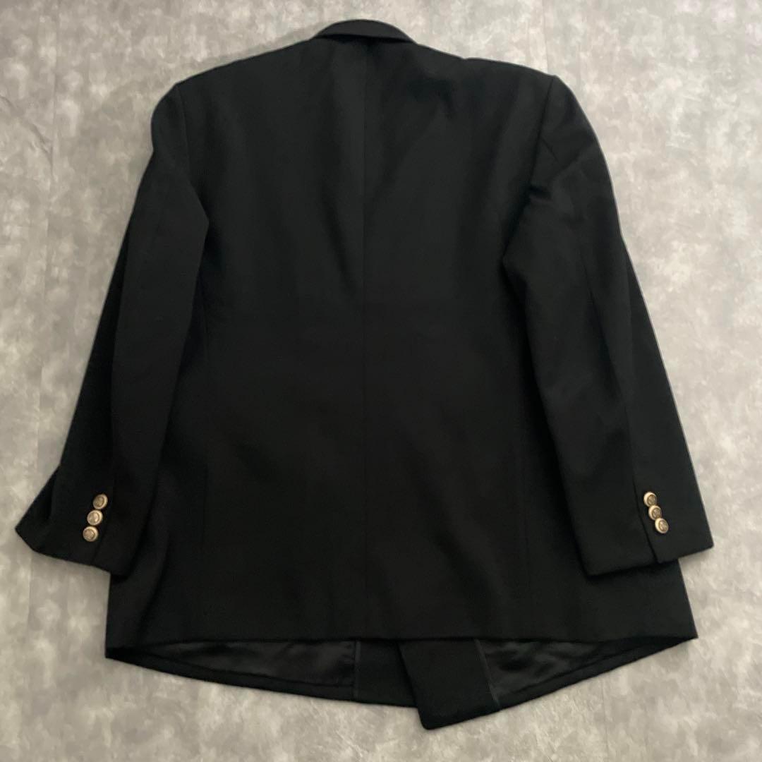 極上 漆黒ウール 黒金ボタン ダブルスーツ Christian Diorネクタイ