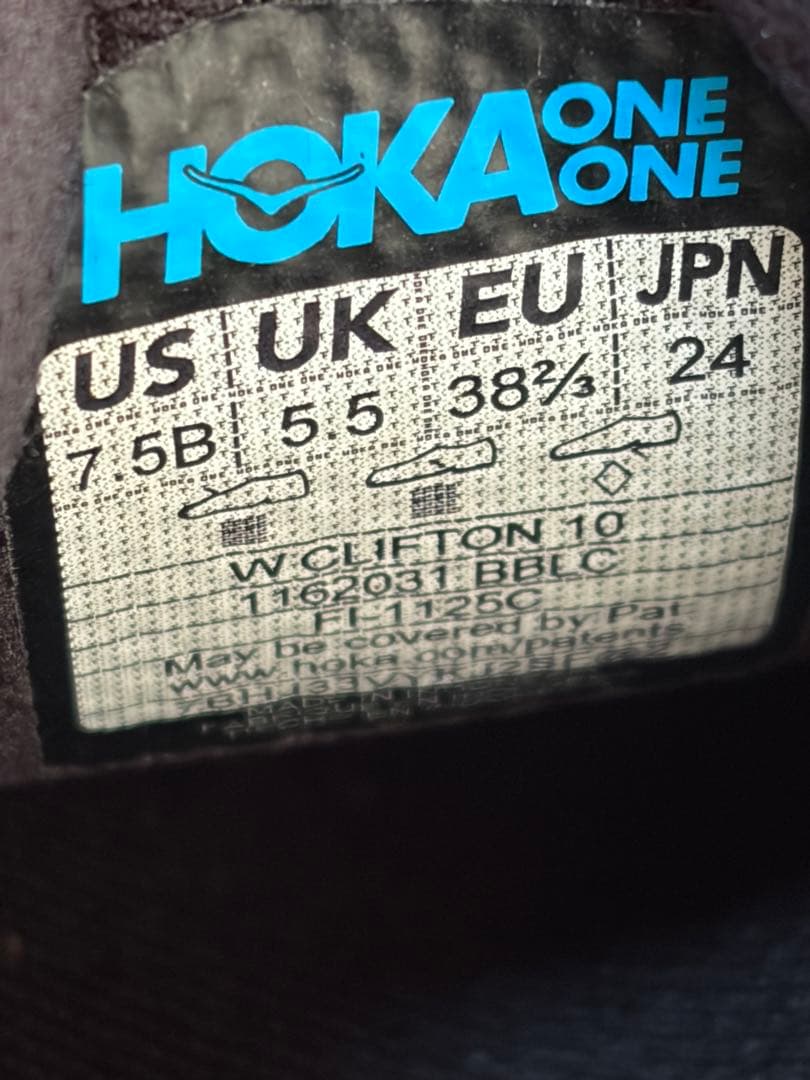 HOKA W CLIFTON 10 ブラック 24.0cm