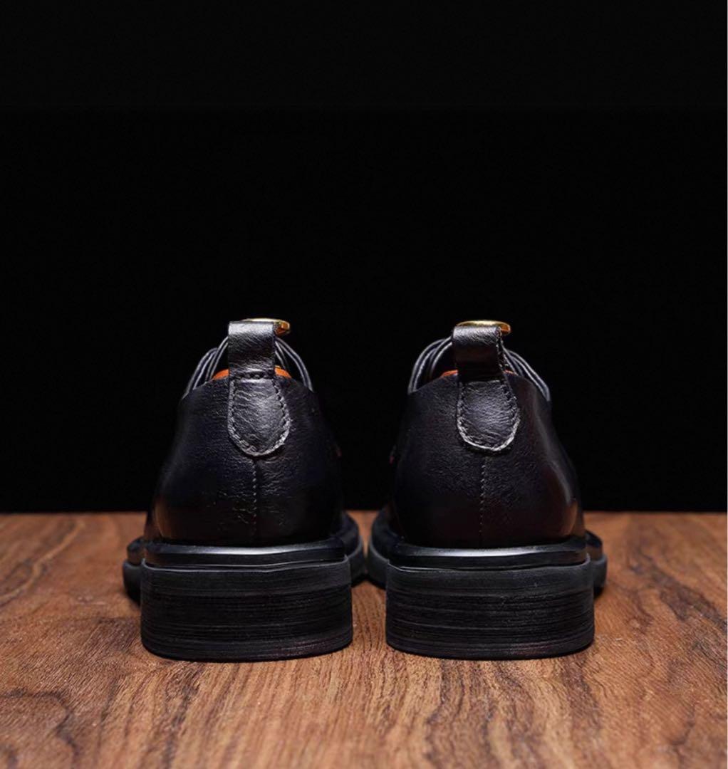 メンズ カジュアルシューズ レトロ 英国風 三接頭（ストレートチップ）