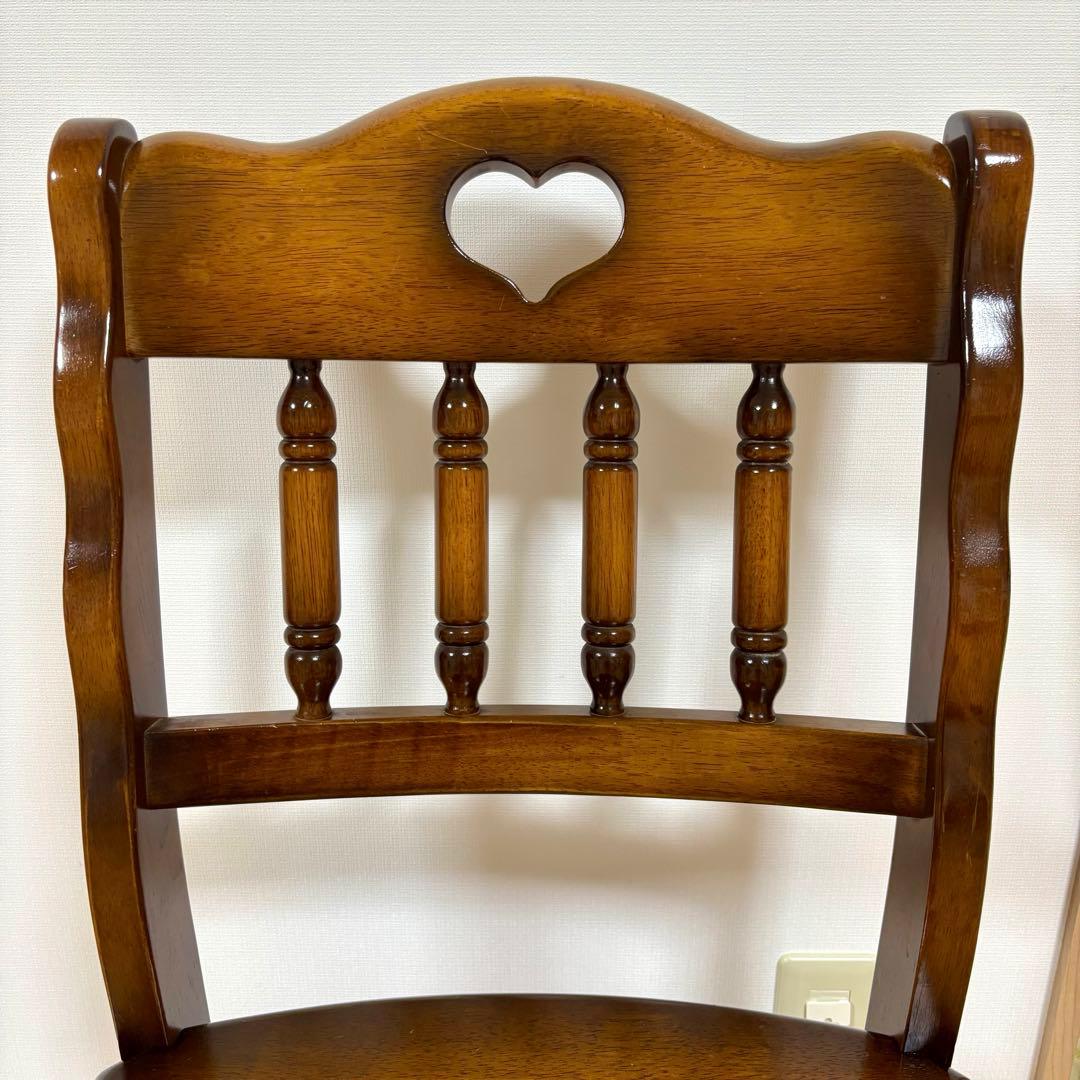 ナガノインテリア 天然木 椅子 ハートマーク ダイニングチェア 2脚セット