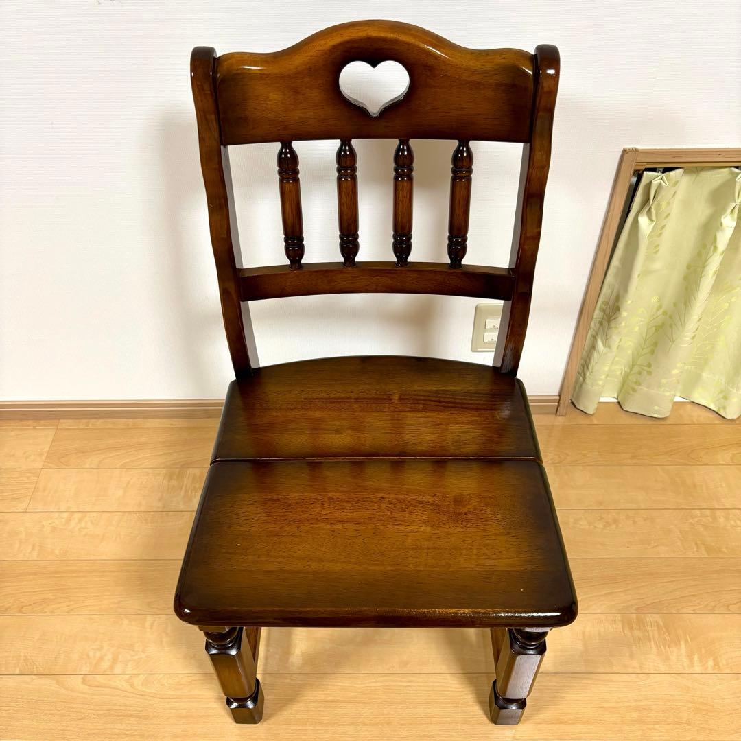 ナガノインテリア 天然木 椅子 ハートマーク ダイニングチェア 2脚セット