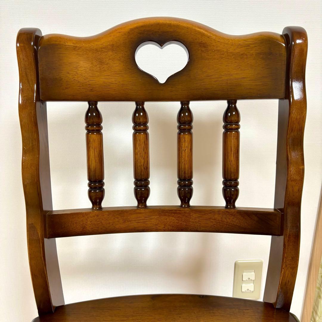 ナガノインテリア 天然木 椅子 ハートマーク ダイニングチェア 2脚セット