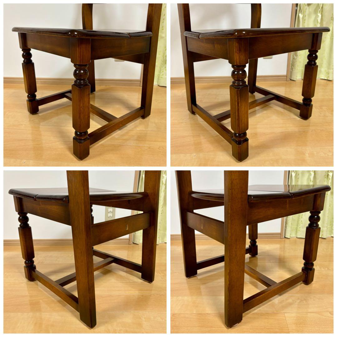 ナガノインテリア 天然木 椅子 ハートマーク ダイニングチェア 2脚セット