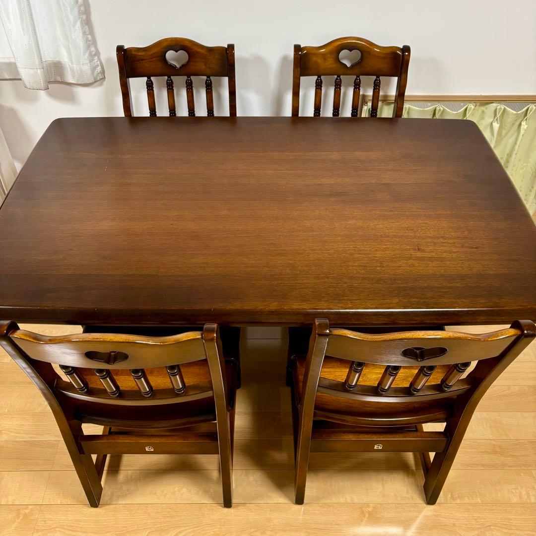ナガノインテリア 天然木 椅子 ハートマーク ダイニングチェア 2脚セット