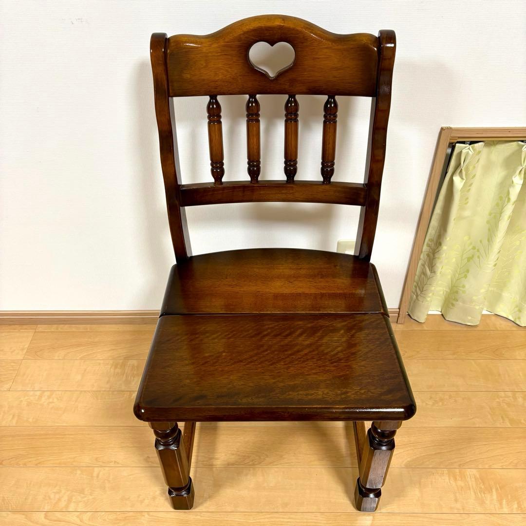 ナガノインテリア 天然木 椅子 ハートマーク ダイニングチェア 2脚セット