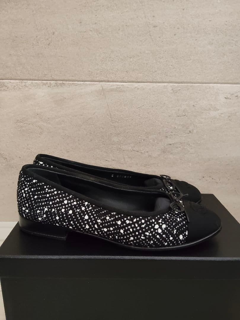 CHANEL シャネル　フラットシューズ バレエシューズ　ツイード　ブラック