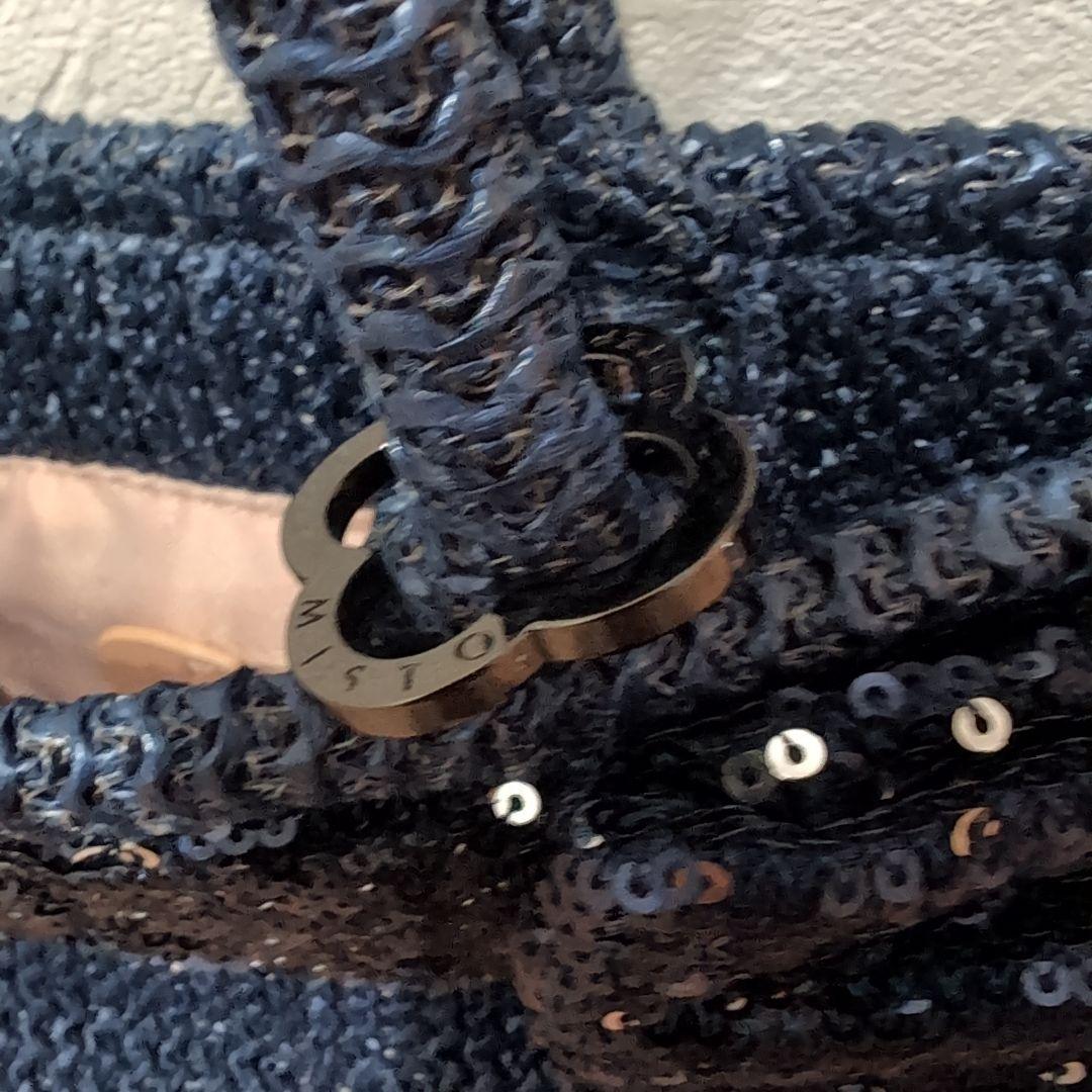 ANTEPRIMA　ダークブルー スパンコール付き　カゴバッグ