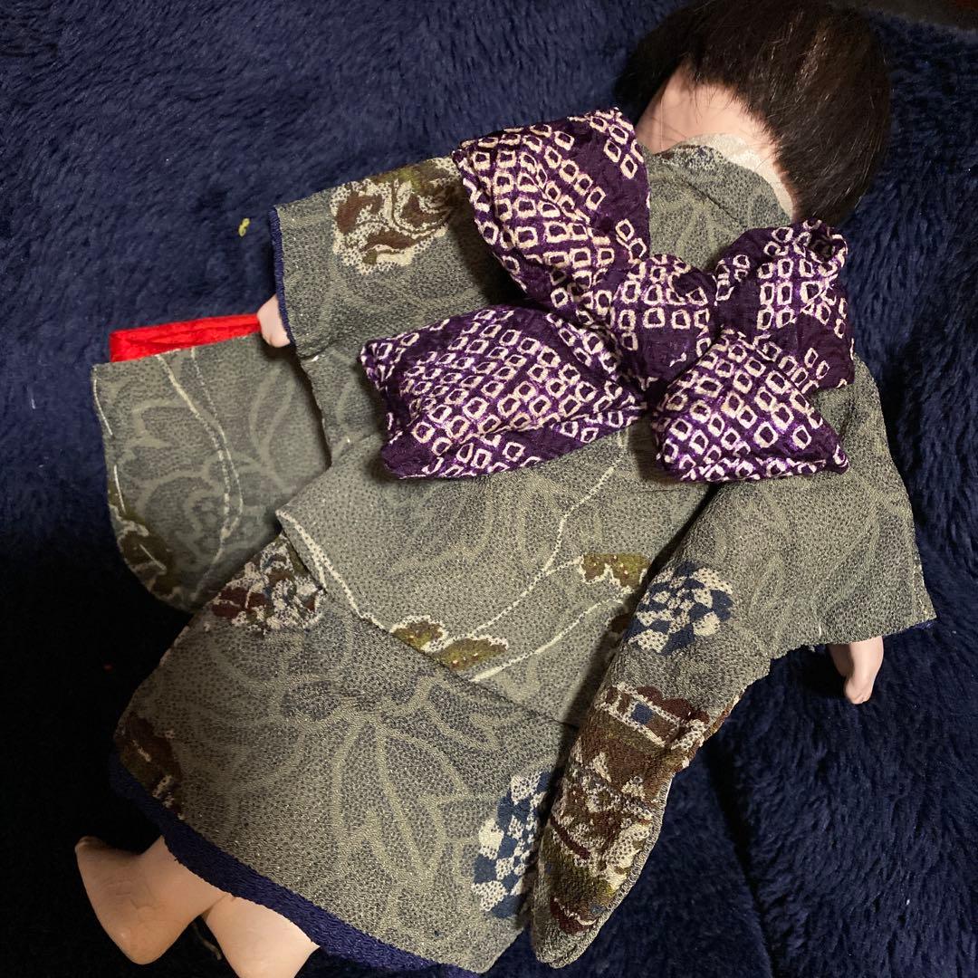 マ様おまとめ　市松人形　2体　男の子と女の子　鳴き　正絹縮緬着物
