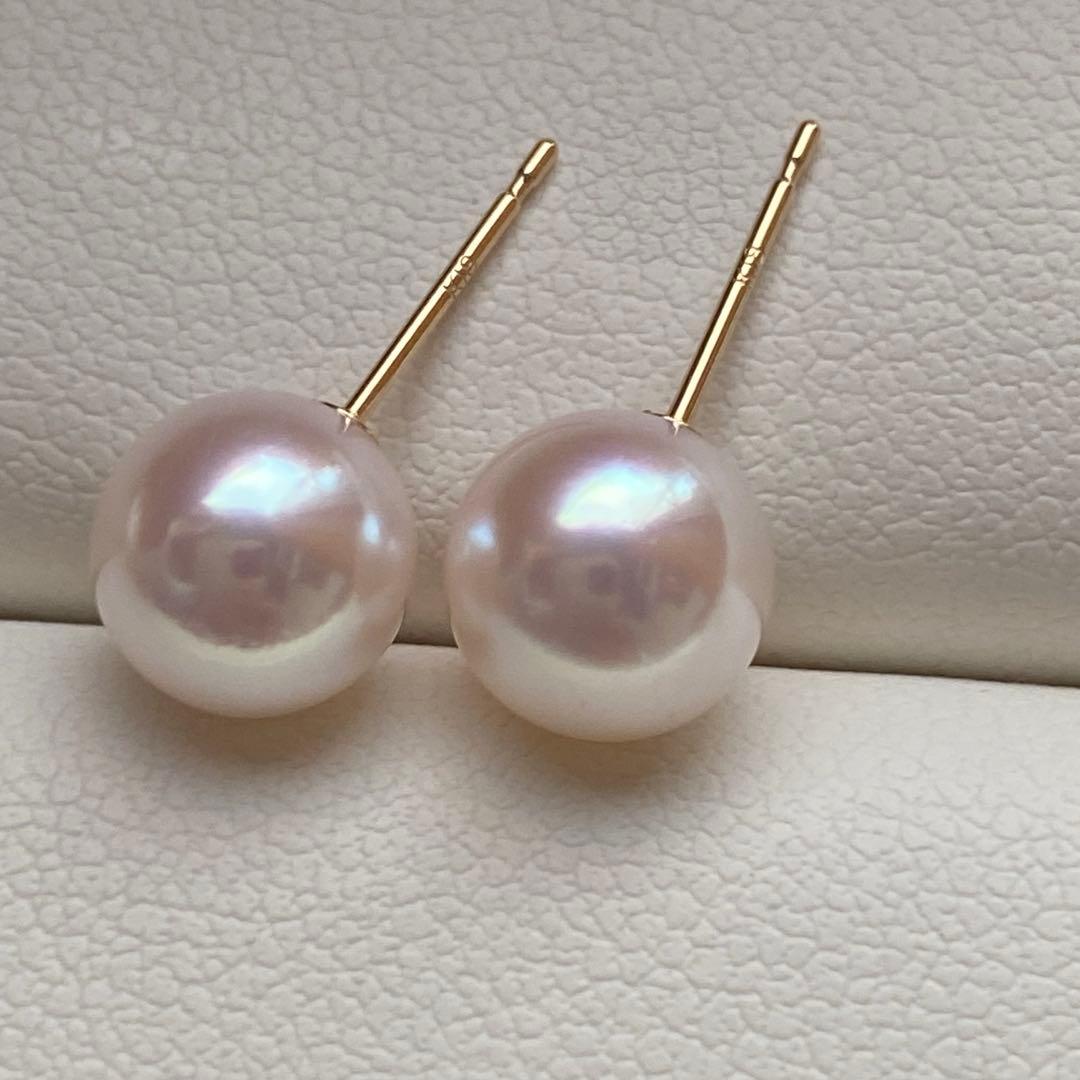 1940 美品❣️花珠から天女級のテリ❣️K18❣️あこや真珠7.5-8mm ピアス