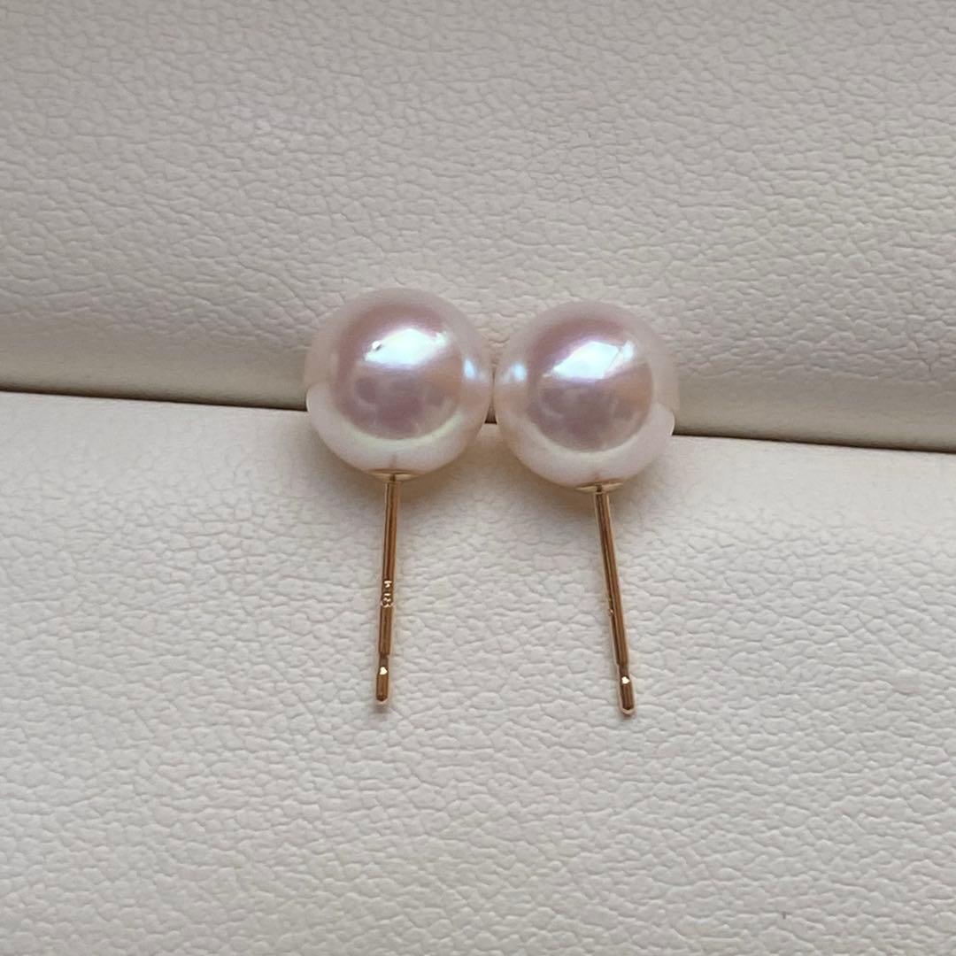 1940 美品❣️花珠から天女級のテリ❣️K18❣️あこや真珠7.5-8mm ピアス