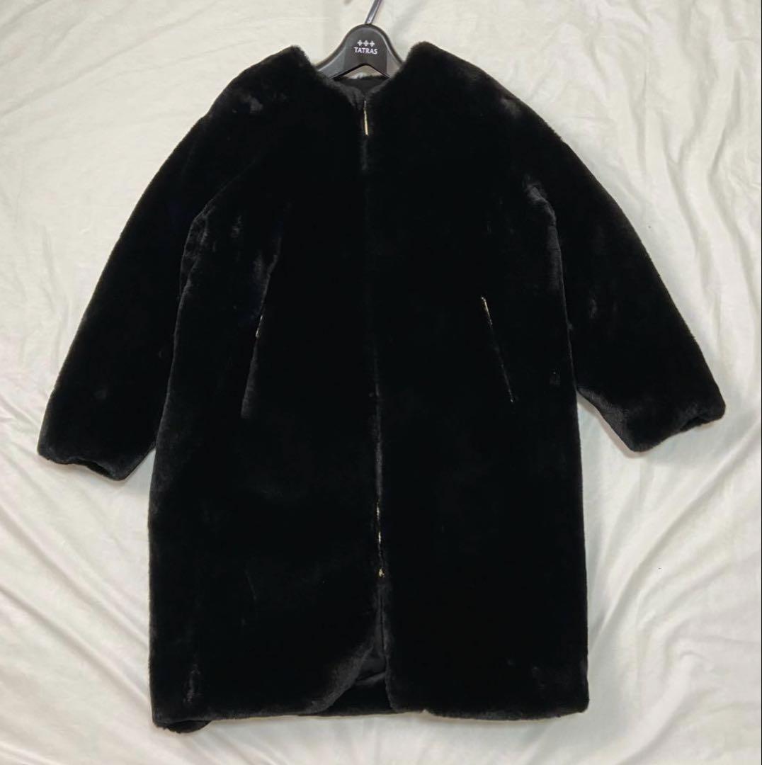 美品TATRAS タトラス TAMIL タミル エコファー ノーカラーコート