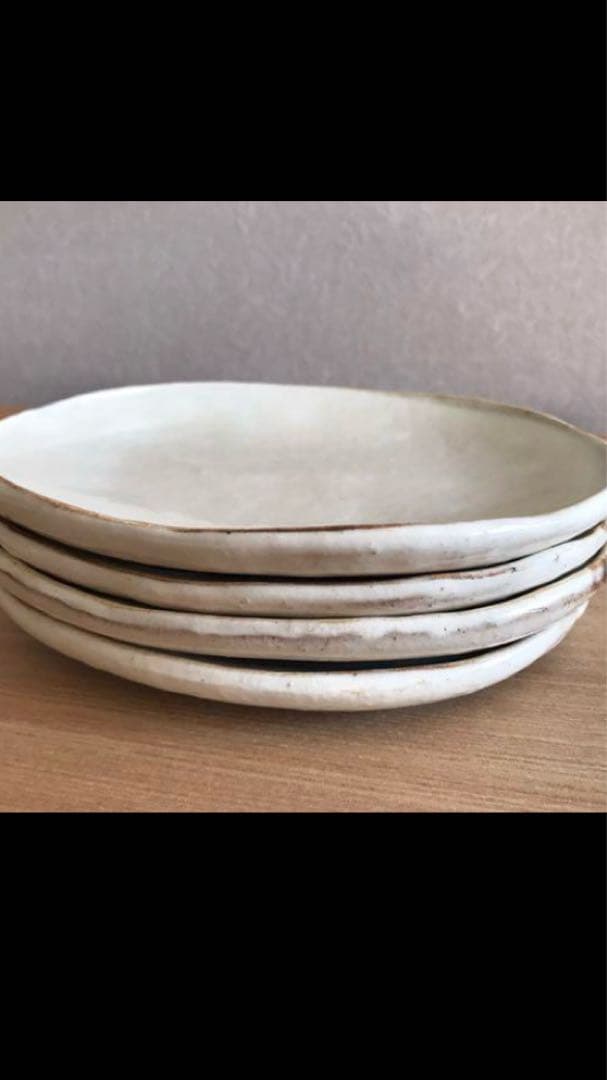 花岡 隆　粉引 楕円皿 ４枚セット