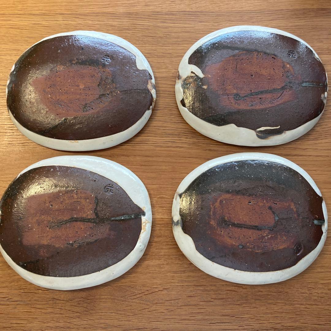 花岡 隆　粉引 楕円皿 ４枚セット