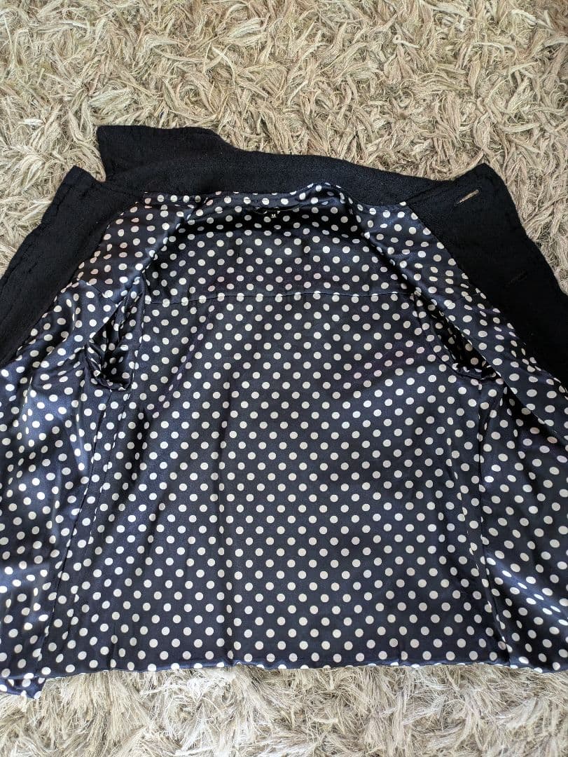 トリココムデギャルソン ウール縮絨ジャケット 裏地ドット ネイビー M