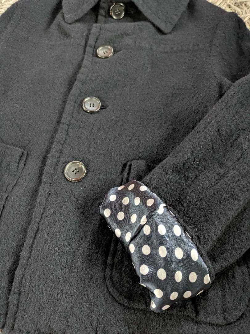 トリココムデギャルソン ウール縮絨ジャケット 裏地ドット ネイビー M