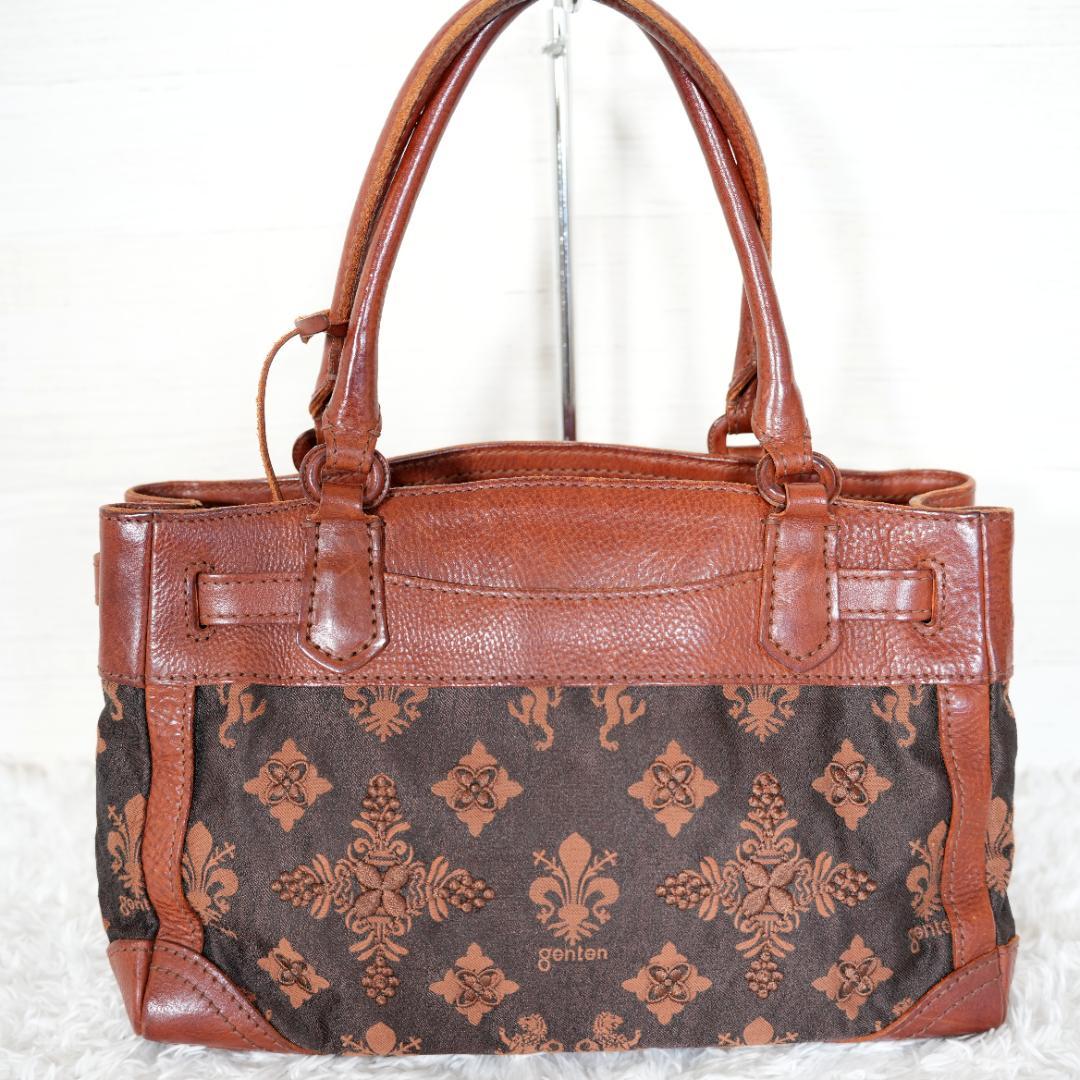 【美品】GENTEN　ゲンテン　南京錠　ジャガードトートバッグ　モノグラム