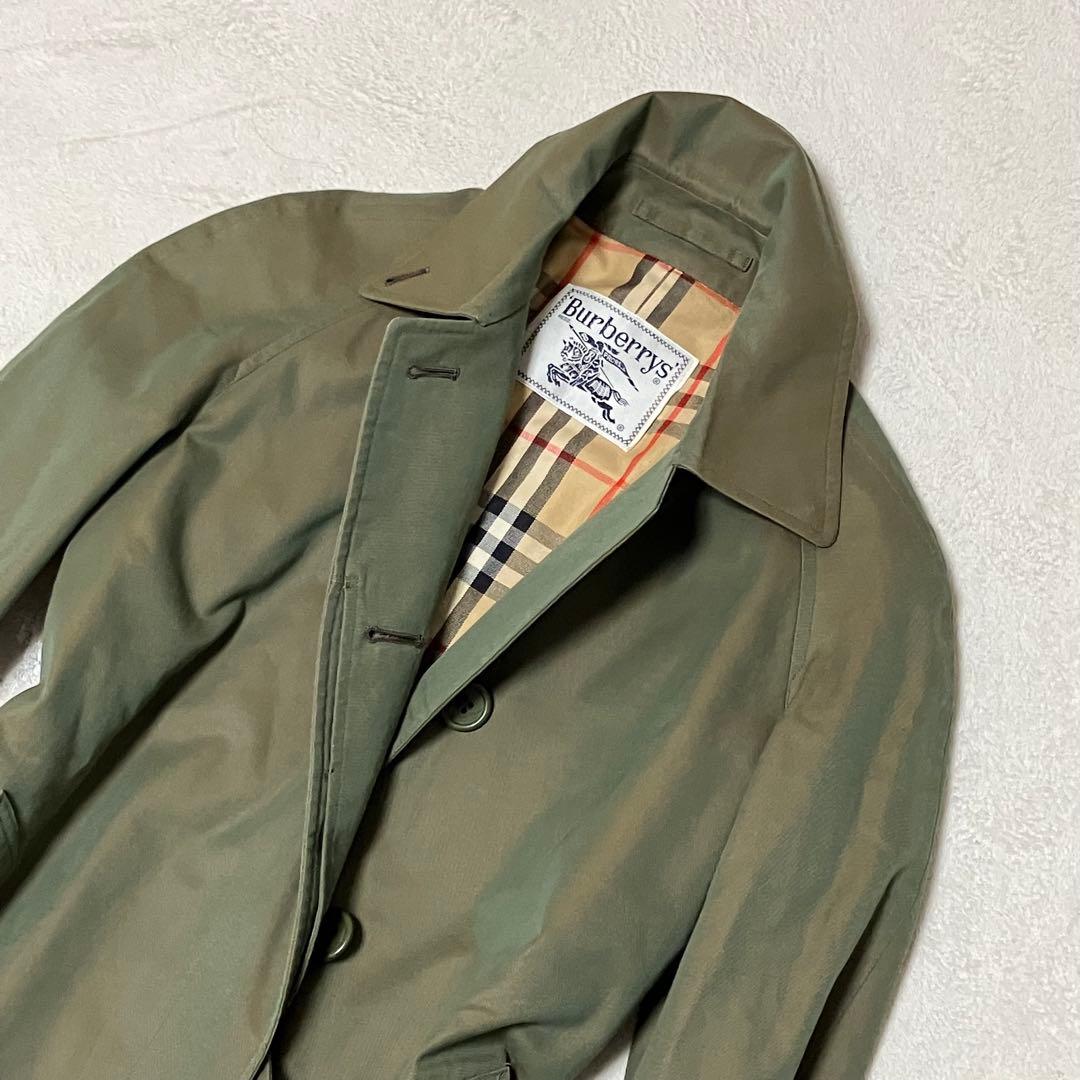 [美品]バーバリー　ステンカラーコート　玉蟲　ロング　裏ノバチェック　ベルト　￼