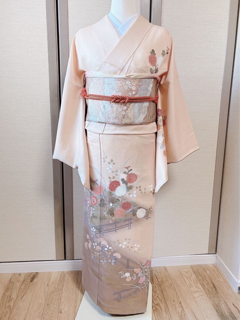 極美品　訪問着　フルセット　裄68 卒業式　入学式　M L 袋帯　ベージュ