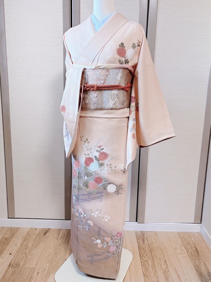 極美品　訪問着　フルセット　裄68 卒業式　入学式　M L 袋帯　ベージュ